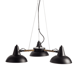 Κρεμαστο Metaλλikο Μαυρο - Ξυλο 3Χe27 Solon