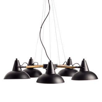 Κρεμαστο Metaλλikο Μαυρο - Ξυλο 5Χe27 Solon