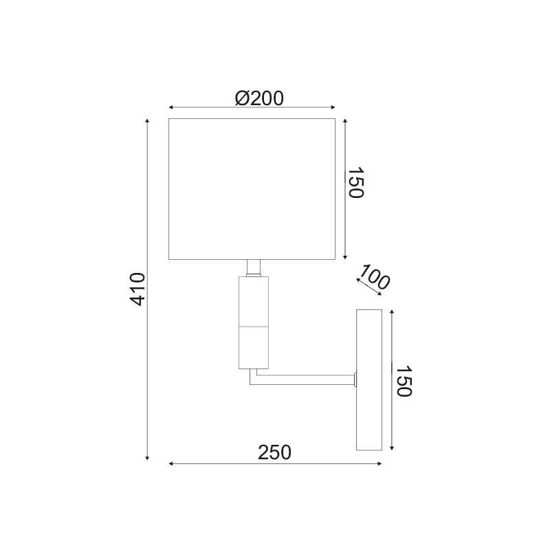 Επιτοιχο Φ/Σ 1Χε27 Μεταλλικο Νικελ+Γκρι Αμπαζουρ 20Χ25Χη30Cm Luxor - Image 2