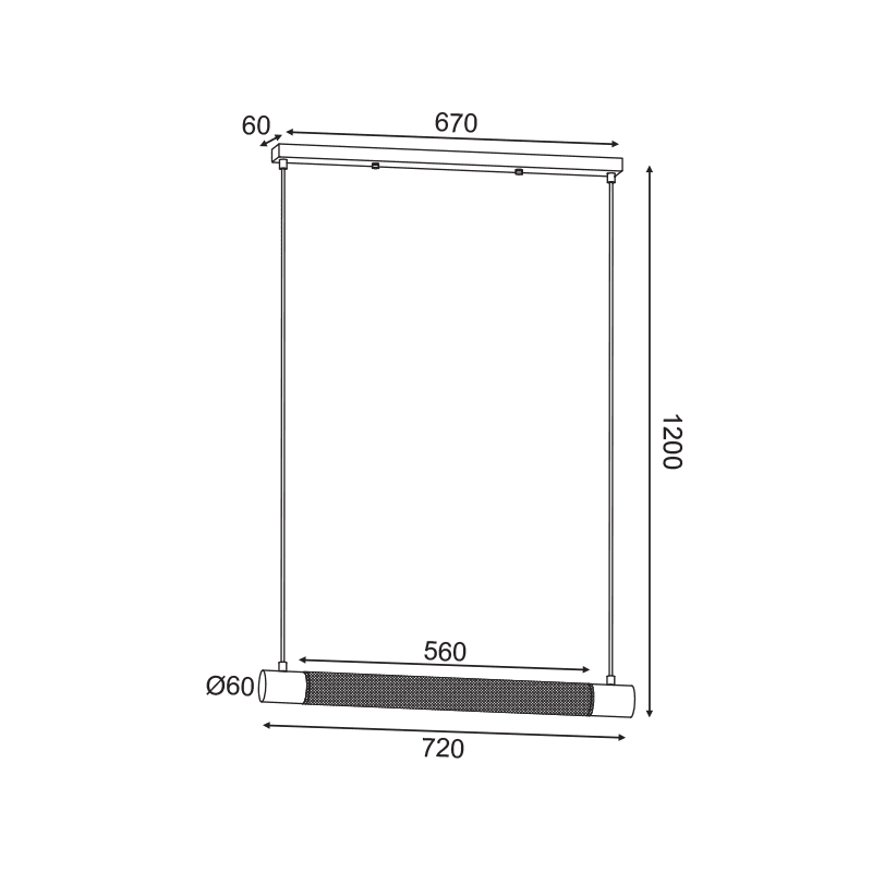 Κρεμαστο Φ/Σ 2Χε27 Μαυρο Μεταλλικο 72Χ6Xh120Cm Alcatraz - Image 2