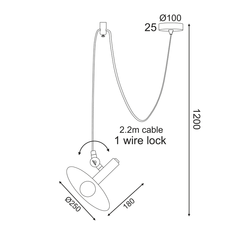 Κρεμαστο Φ/Σ 1Χe14 Μαυρο Μεταλλικο D25Xh220Cm Wakanda - Image 2