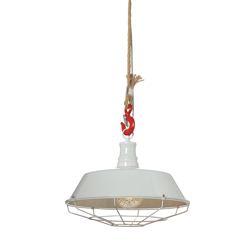 Κρεμαστο Φ/Σ 1Χε27 Μεταλλικο Λευκο+Σχοινι+Γαντζοσ Φ36Χη120Cm Whooper