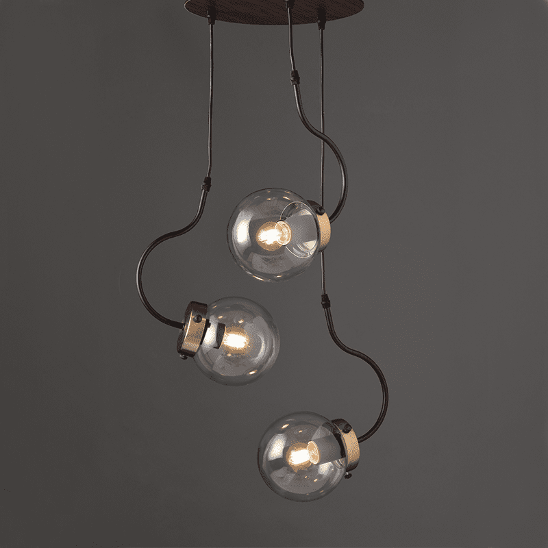 Κρεμαστο Φ/Σ 3Χε27 Γυαλι+Μεταλλο+Mdf Φ35Χη100Cm Pueblos - Image 2