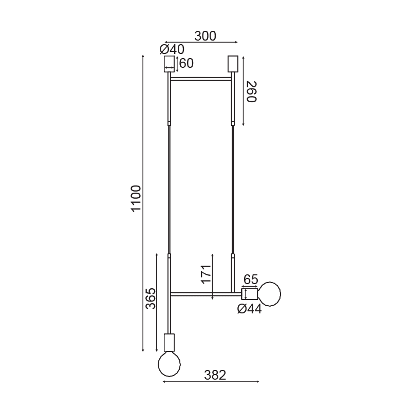 Κρεμαστο Φ/Σ 2Χε27 Μαυρο Μεταλλικο 38X4X110Cm Kyoto - Image 2