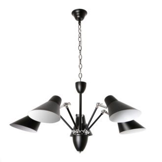 Κρεμαστο Φ/Σ 5Χε27 Μεταλλικο Μαυρο/Χρωμιο Φ72Χη120Cm