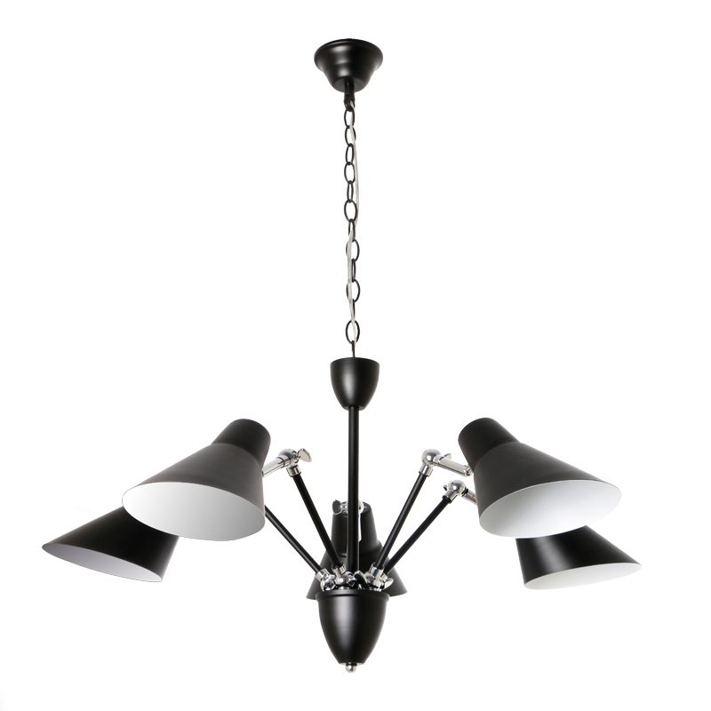 Κρεμαστο Φ/Σ 5Χε27 Μεταλλικο Μαυρο/Χρωμιο Φ72Χη120Cm