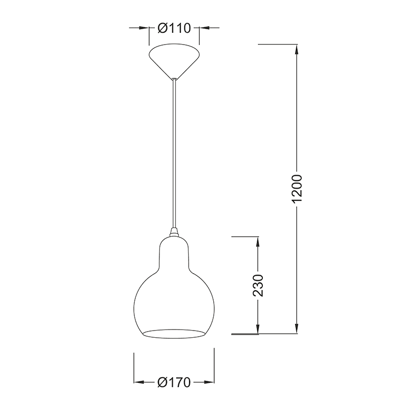 Κρεμαστο Γκρι Γυαλι Φ17Cm 1X40W E27 Bloom - Image 2