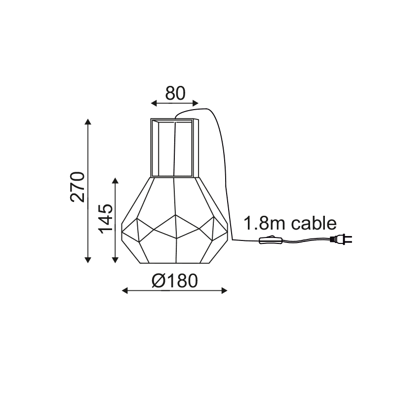 Επιτραπεζιο Φ/Σ 1Χε27 Γυαλι Φιμε+Χρωμιο Μεταλλο Φ18Χh24,5Cm Diamondra - Image 2